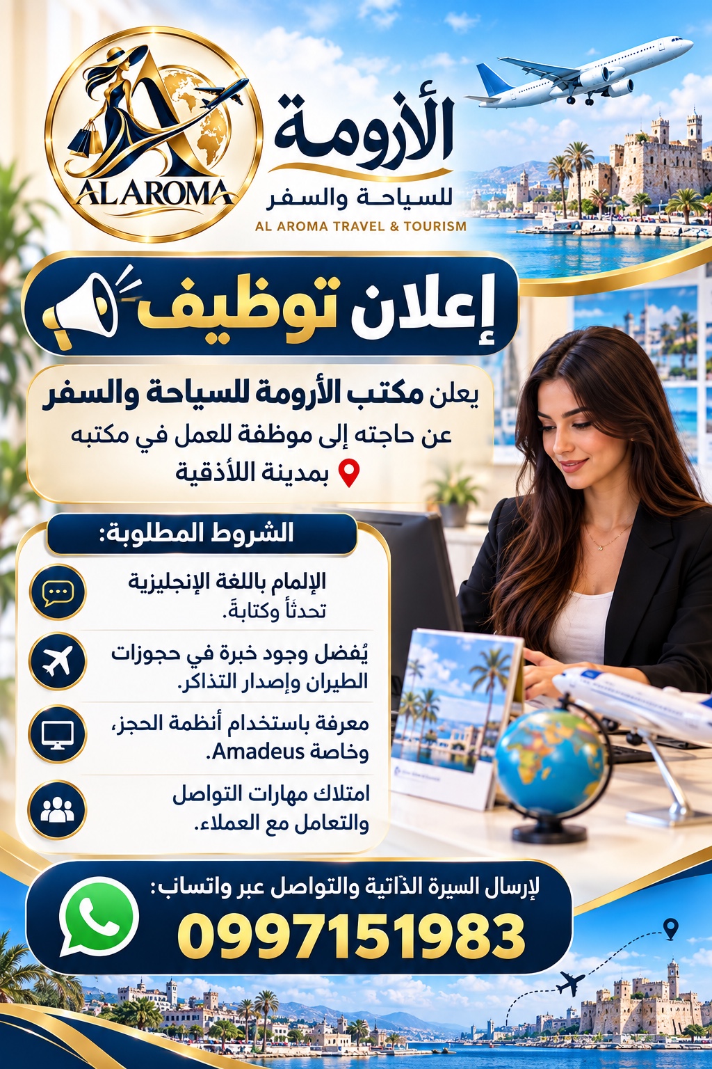 إعلان توظيف الأرومة للسياحة والسفر